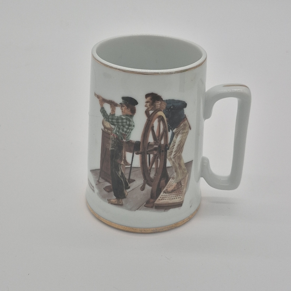 1985 Norman Rockwell Museum "River Pilot" Porcelain Coffee Cup Mug
